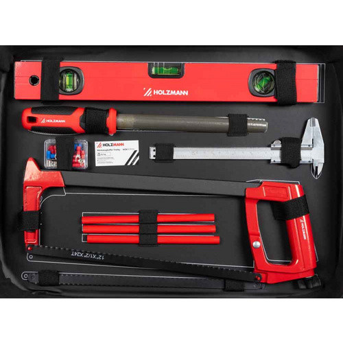 Holzmann-Maschinen Werkzeugkoffer WZK167PRO bestückt und abschließbar Schwarz-Rot B/T/H: 48,5 x 36,5 x 19,5 cm - Bild 2