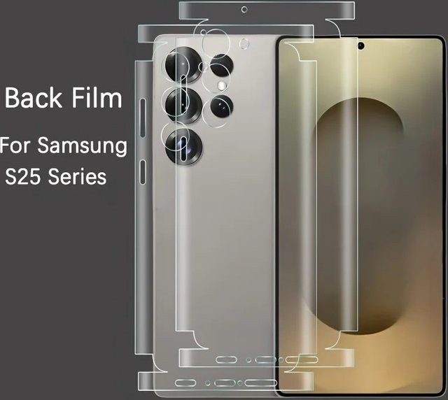 Transparentes Hydrogel-Rückseitenfolie mit Rahmenschutz für Samsung Galaxy S25 Ultra und S24 Ultra - Bild 1