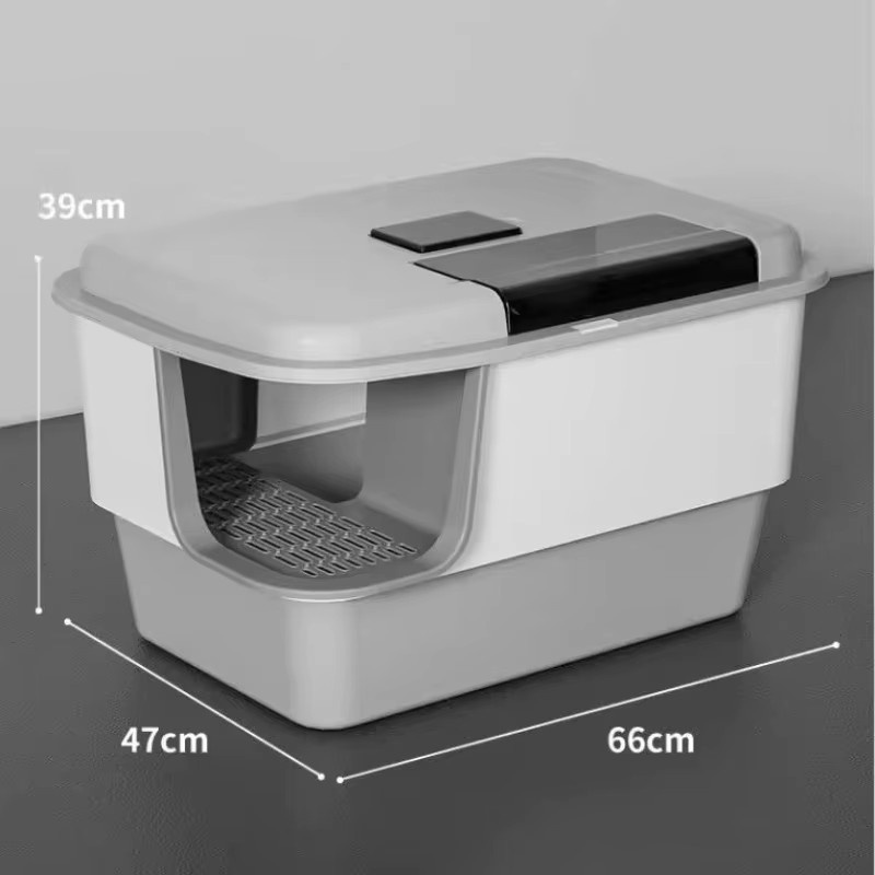 Arenero Selbstreinigende Katzentoilette in Weiß, extra groß und geschlossen mit Geruchskontrolle und Spritzwasserschutz, B/T/H: 66,0 x 39,0 x 42,0 cm - Bild 3