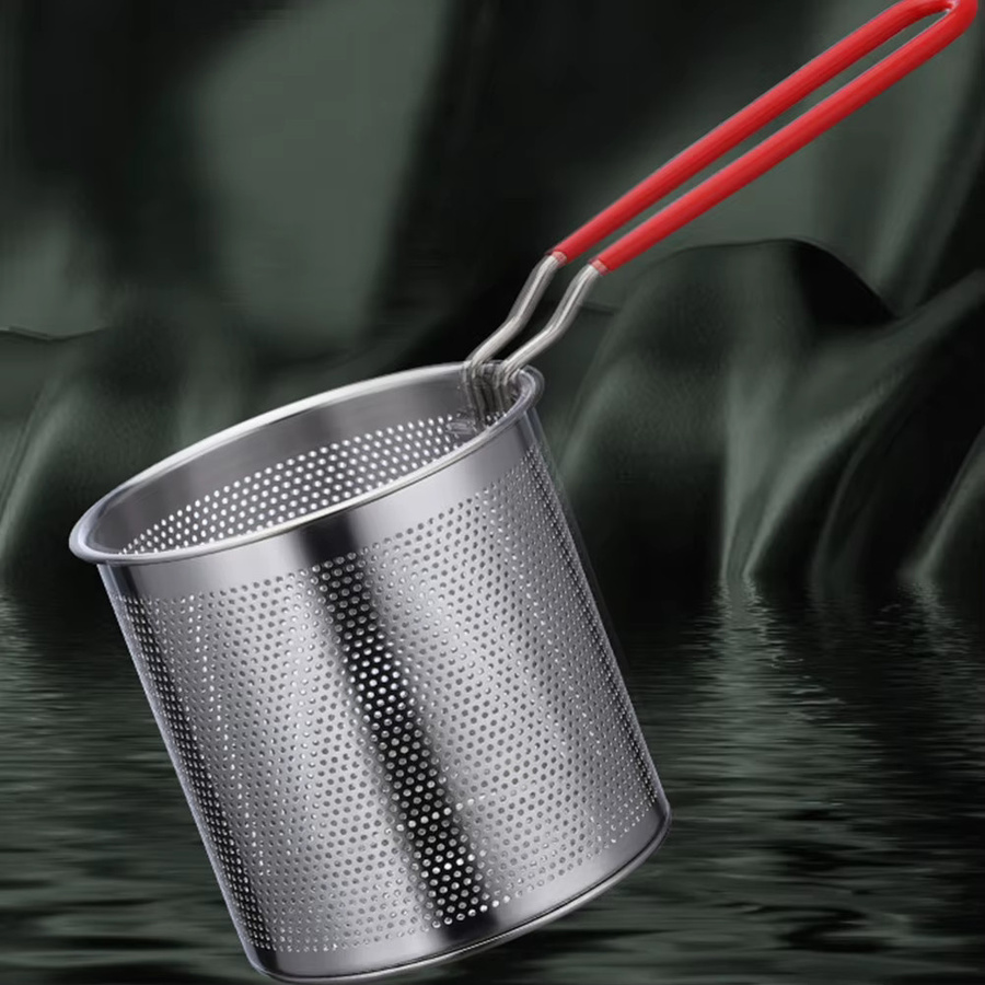 Vakind Tragbarer Kochtopf mit Siebkorb aus Edelstahl in Silber, 1200ml Mehrzweck-Friteuse für Pommes Frites und Hähnchen - Bild 5