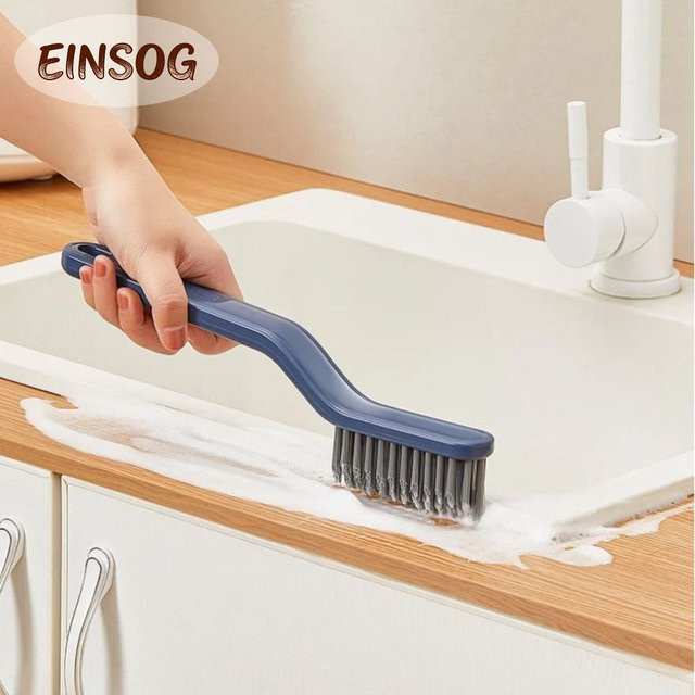 EINSOG 2-in-1 Reinigungsbürste mit Clip in Blau für Badezimmer, Fliesen und Fugen mit harten Borsten - Bild 1