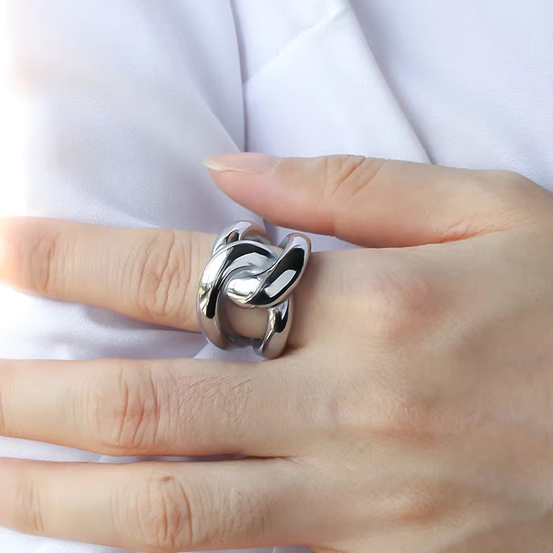 KUYHA Ringe Edelstahl, Silber, Unisex - Bild 2