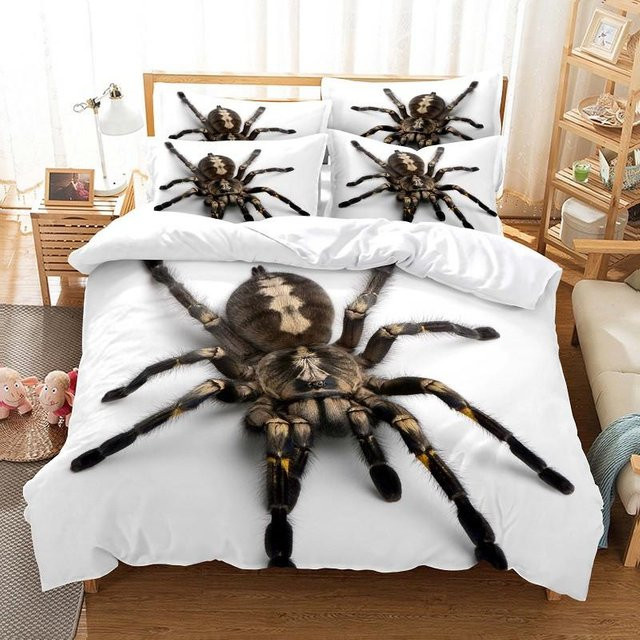 Bettwäsche-Set mit Spinnen-Motiv in 3D-Digitaldruck, Binchi Outdoor Product, Farbe: Weiß, B/H: 220 x 240 cm - Bild 1
