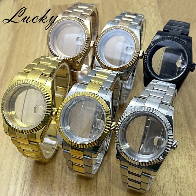 MUZHI Uhrenzubehör, geriffelte Lünette, Saphirglas, polierte Mitte, 36mm 40mm - Bild 1