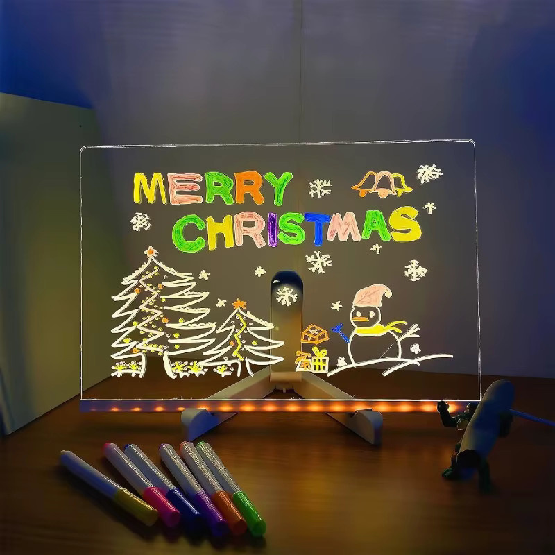 LED-Zeichenbrett mit Licht und Ständer, USB-betriebene löschbare 7-Farben-Notiztafel für Kinder in Multicolor - Bild 3