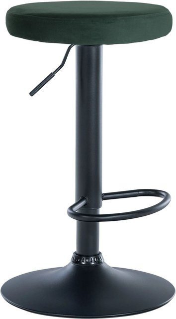 DELUKE Barhocker KAZON höhenverstellbarer Tresenhocker aus Samt in Grün und Schwarz, B/T/H: 38,5 x 38,5 x 60 cm - Bild 1