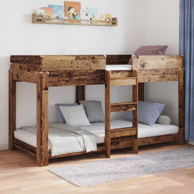 vidaXL Etagenbett für Kinder in Altholz-Optik, Farbe Braun, B/T/H: 100 x 200 x 171 cm - Bild 3
