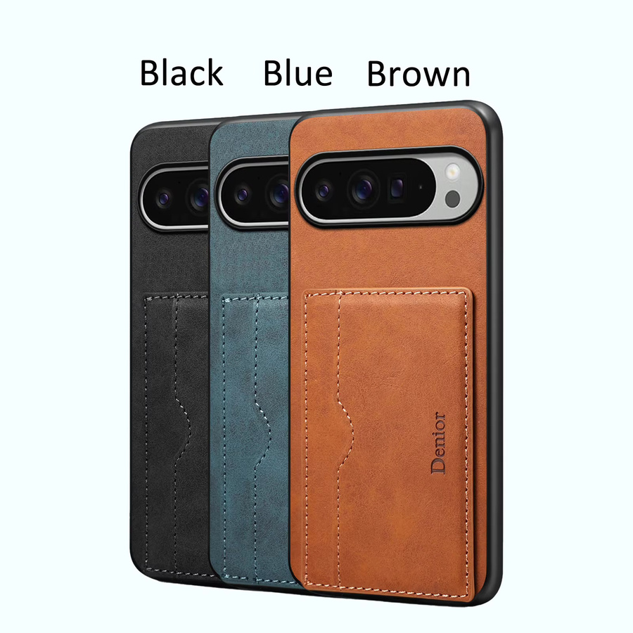 Luxus Retro Brieftasche Telefonhülle aus PU Leder für Google Pixel 9A, Pixel 10 Pro XL und Pixel 10 Pro in Schwarz mit Kartenhalter und Standfunktion - Bild 2