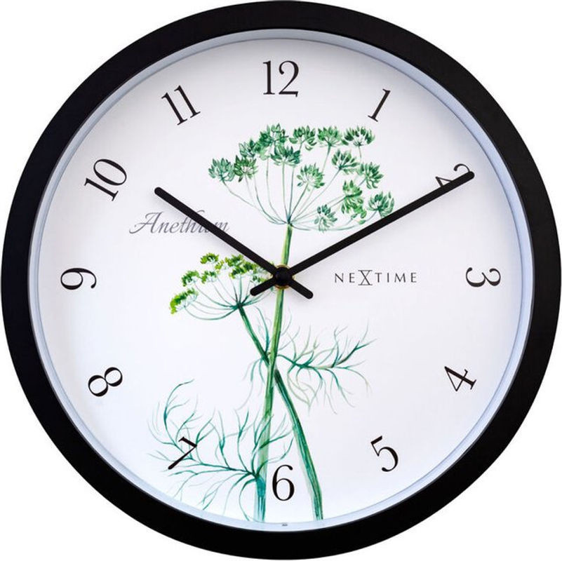 Nextime Wanduhr Anethium Schwarz aus Kunststoff, runde Analog-Gartenuhr für Innen und Außen, Durchmesser: 30,5 cm - Bild 1