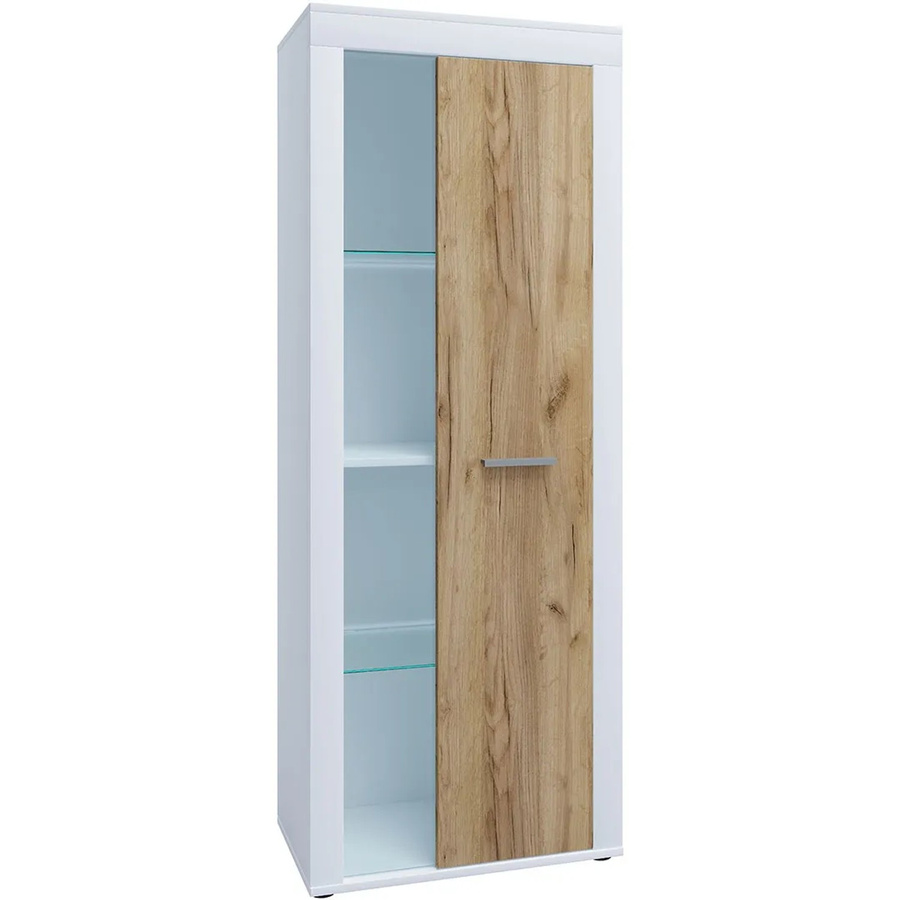 VCM Usilo Highboard Vitrinenschrank mit Glastür und Drehtüren in Weiß, H 159 x B 60 x T 35 cm - Bild 2