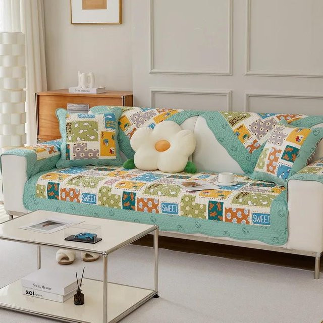 Rutschfester Sofabezug mit Blumendruck aus Baumwolle und Polyester, Mehrfarbig, B/T/H: 70 x 70 x 0 cm - Bild 1
