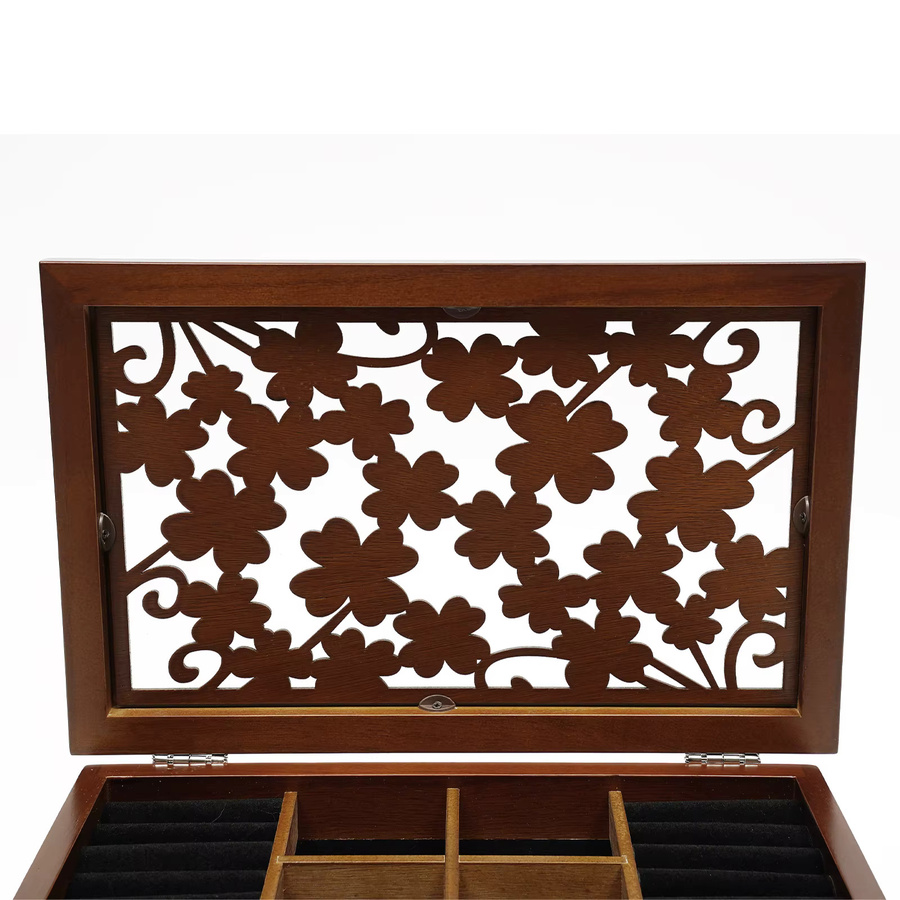 Bymaocar Schmuckschatulle aus Holz in Braun mit 6 Stufen als multifunktionaler Schmuck-Organizer für Ringe und Ohrringe - Bild 3