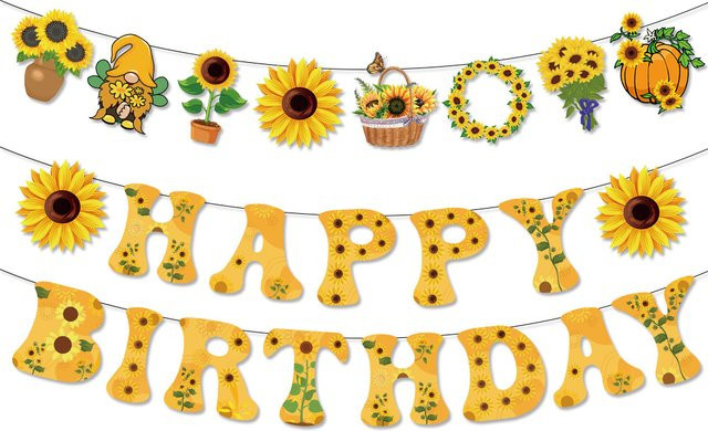 WEIGAO Sonnenblumen-Girlande als florale Dekoration für Geburtstag und Hochzeit in Multicolor - Bild 1