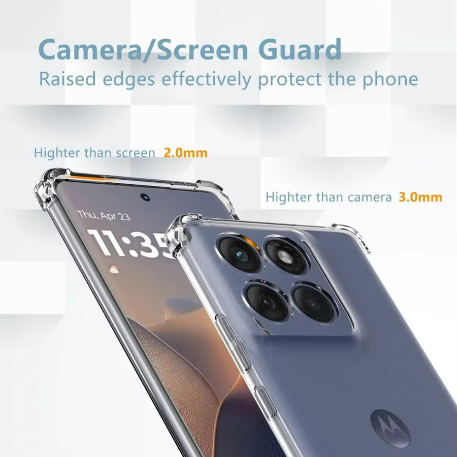EUCAGR Airbags Buffer Vollschutz-Hülle für Motorola Edge 70, 60, 50 Fusion, 70 Pro und 70 Neo, transparent, weiche TPU-Silikon-Rückseite - Bild 2