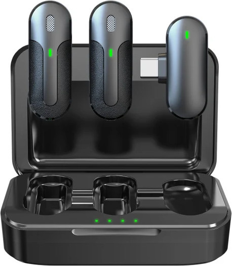 Technaxx TX-301 Kabelloses Mini-Mikrofon Set in Schwarz mit USB-C Anschluss - Bild 1