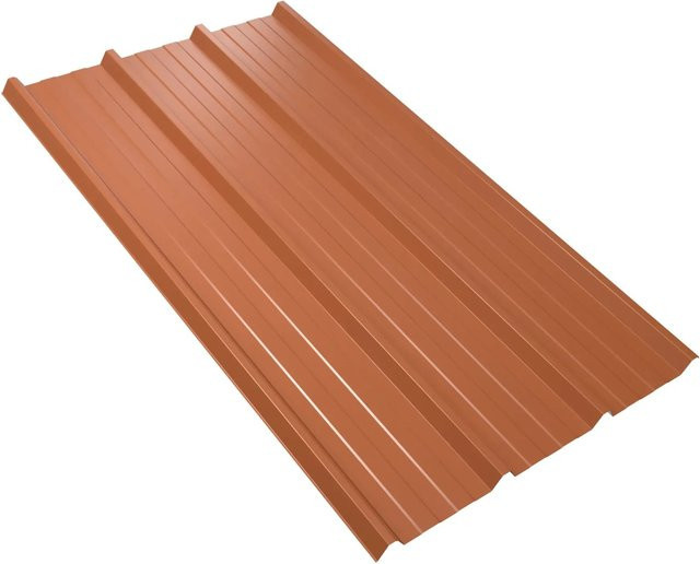 Weckman Trapezblech W45 mit Antikondensvlies in Ziegelrot, B: 1069 mm, T: 7100 mm, Stärke: 0,5 mm - Bild 1
