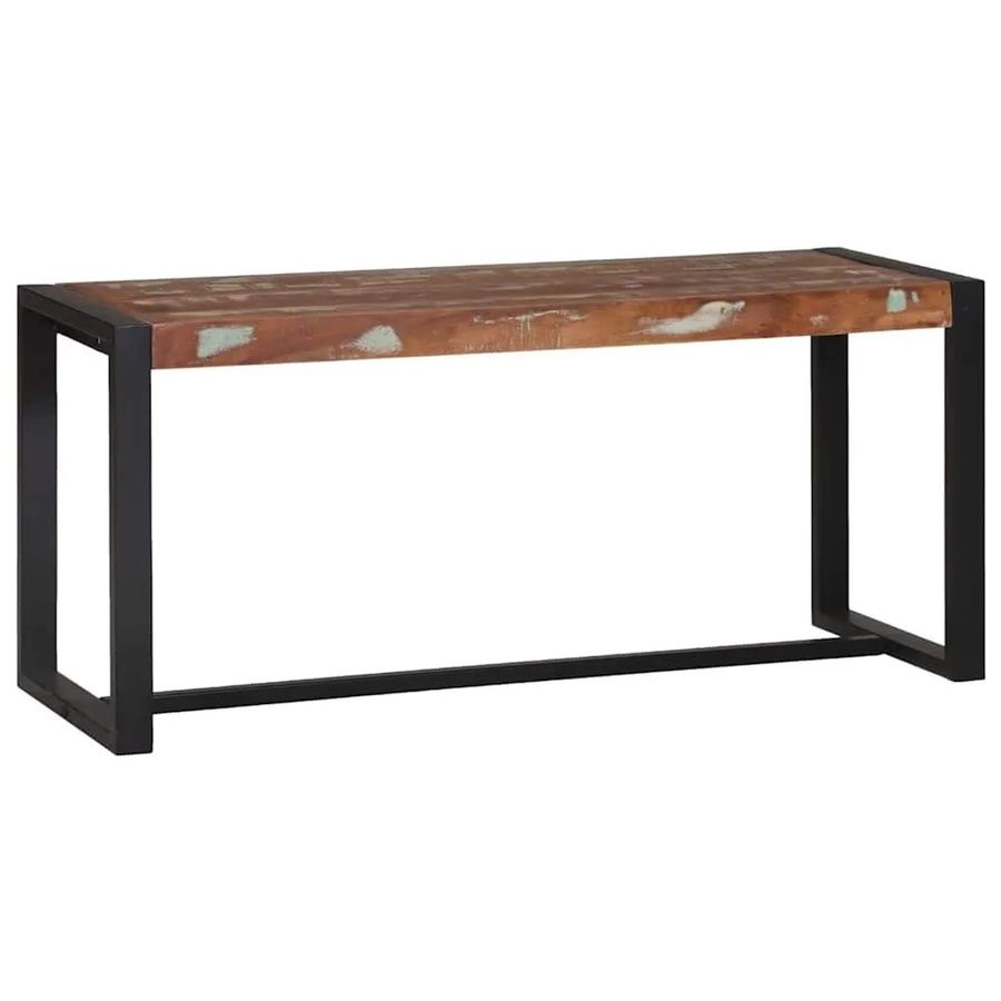 vidaXL Bank aus Massivholz Mango und Metall im Industrial Design, Braun, B/T/H: 110 x 45 x 35 cm - Bild 2