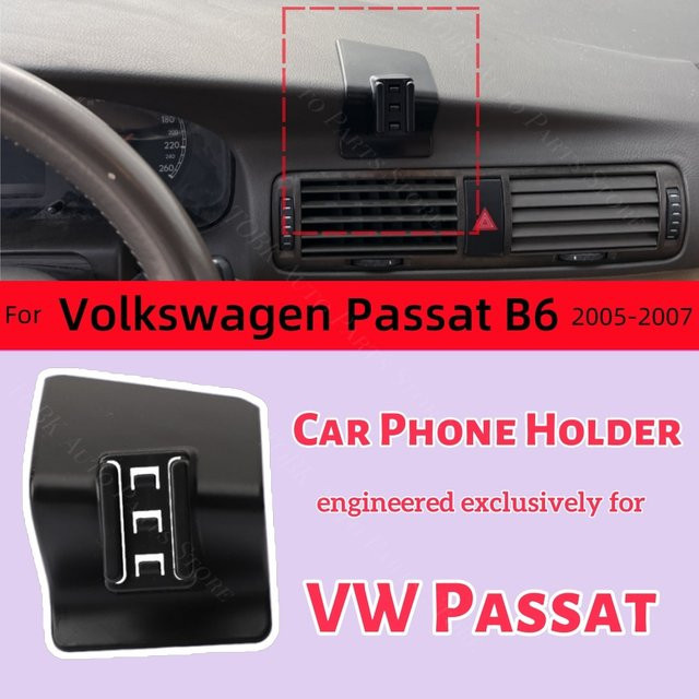 Magnetischer Telefonhalter mit kabellosem Laden für Volkswagen VW Passat B6 R Line 2005-2007, MagSafe-kompatible Halterung in Schwarz - Bild 1