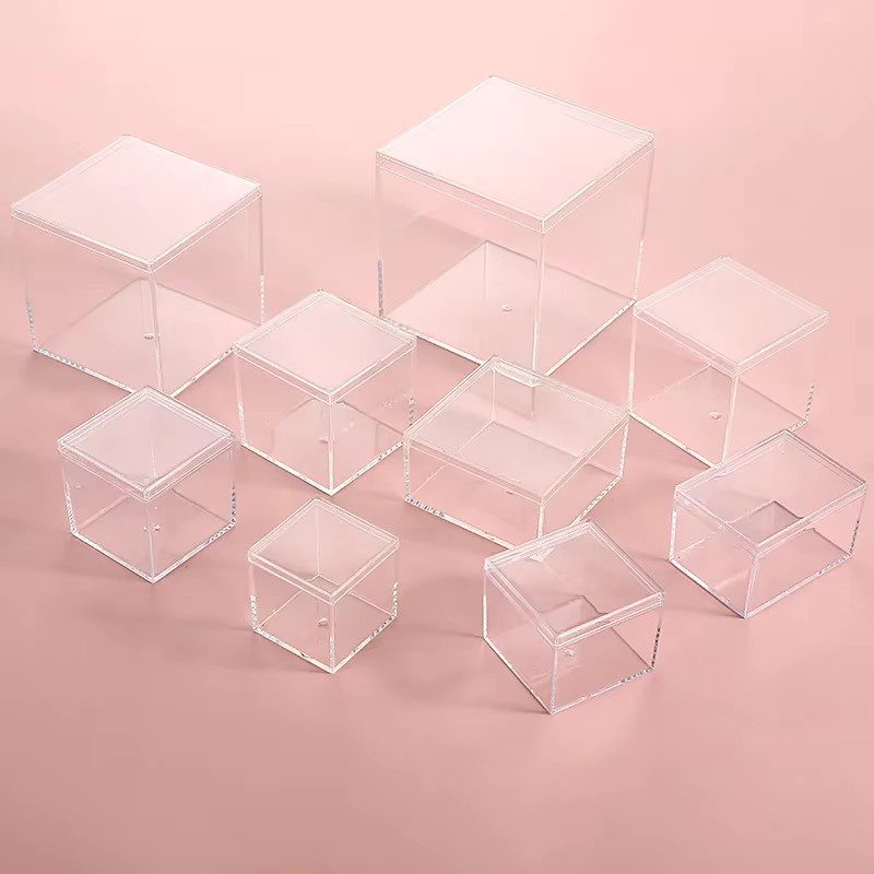 12-teiliges Set transparente Acrylboxen mit Deckel aus Kunststoff als Organizer und Aufbewahrungsbehälter für Lebensmittel oder Geschenke - Bild 1
