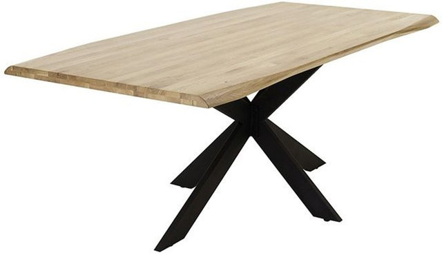 Esstisch Louis von AMD Möbel aus massiver Eiche mit Spider-Fuß in Live Edge Optik, rechteckig, geölt, Farbe: Braun/Schwarz - Bild 1