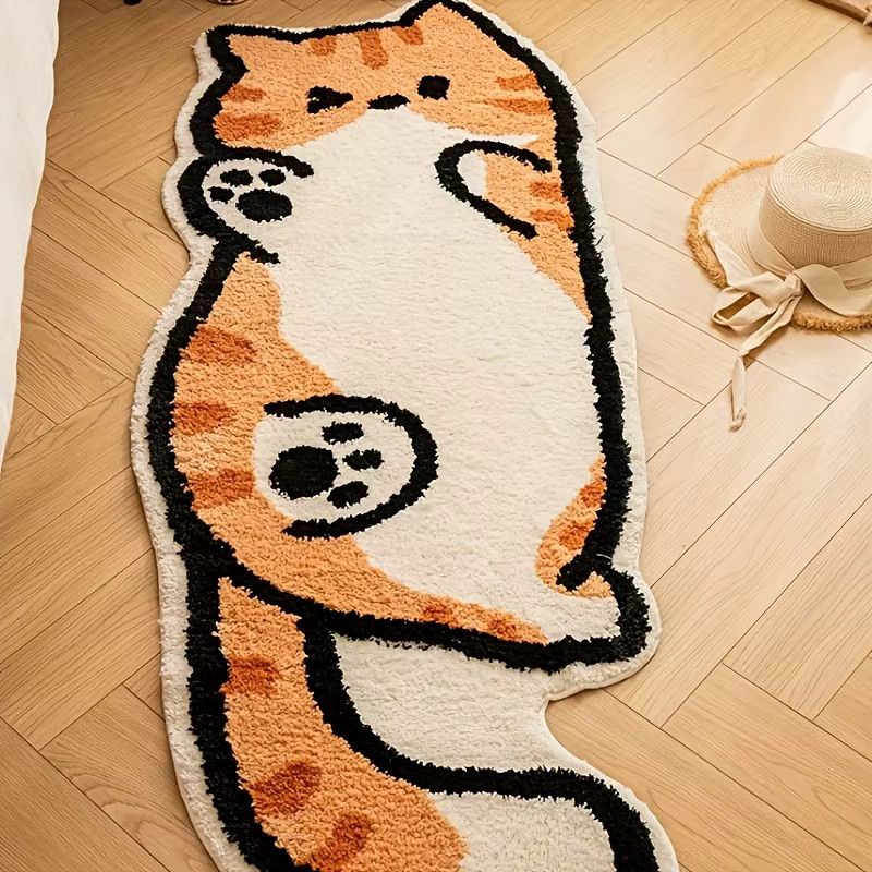 VIKAMA Dekorative Bodenmatte mit Cartoon Katze Muster für Schlafzimmer und Wohnzimmer, weich und wasserdicht - Bild 2