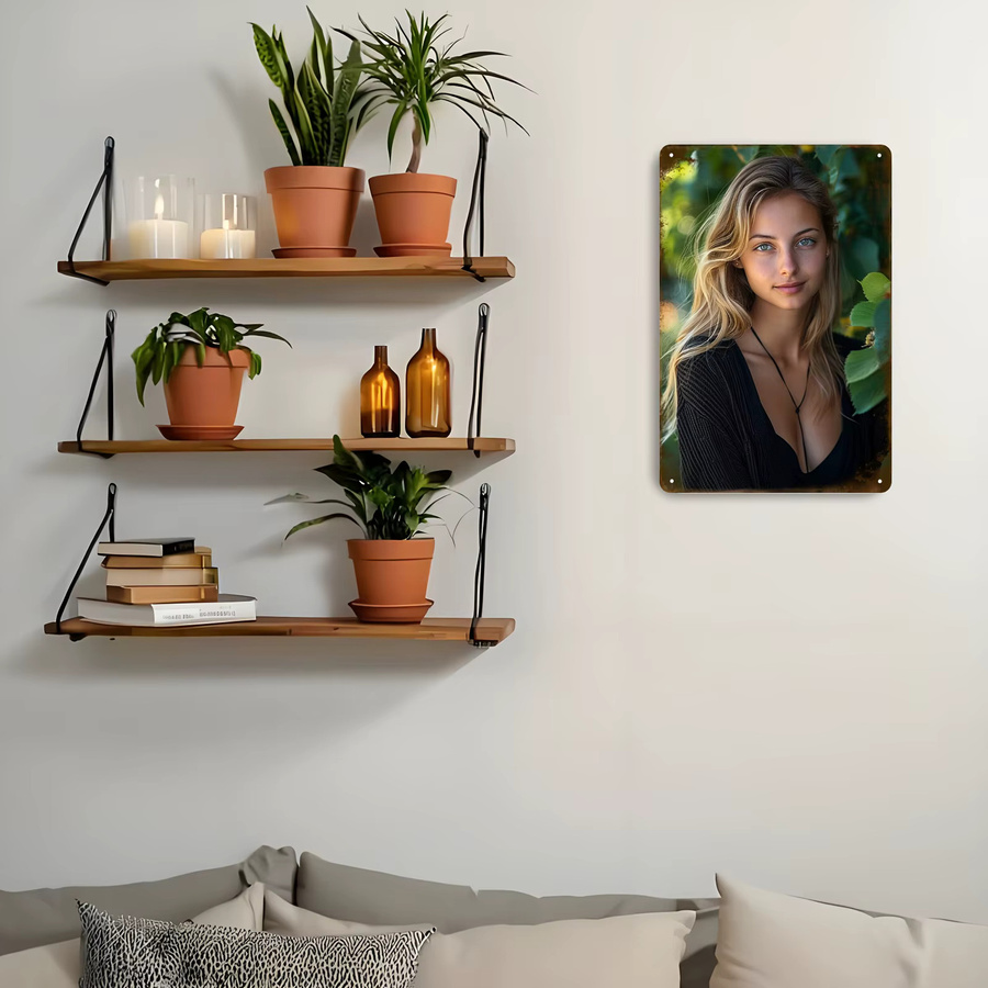HELLOYOUNG Vintage Metall-Wandkunst mit Frauenmotiv, Retro Blechschild in Weiß und Multicolour, B/H: 20,3 x 30,5 cm - Bild 4