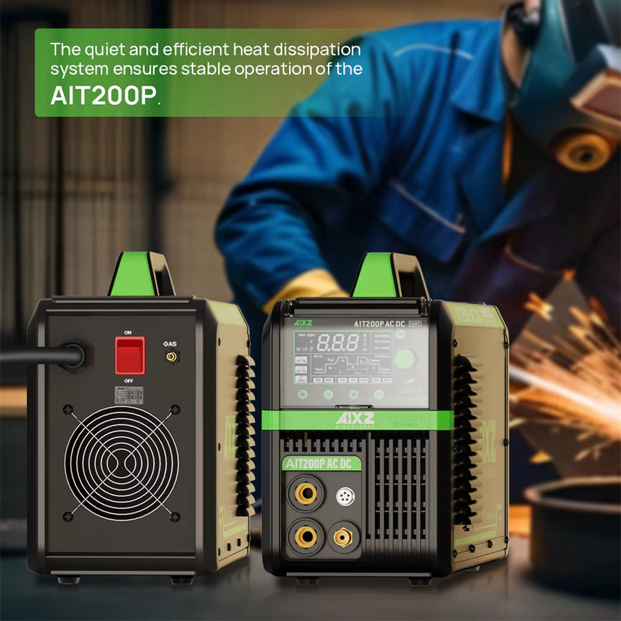 AIXZ 5-in-1 Multiprozess-Schweißgerät AIT200P, AC/DC TIG und MMA ARC Schweißgerät mit Puls-Funktion, 220V 200A, Schwarz - Bild 7