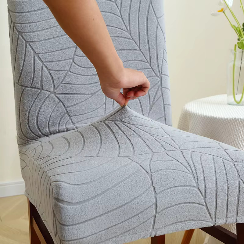 WANERQU Blatt Jacquard Stuhlbezug aus Spandex in B6 Coffee für Esszimmer und Küche - Bild 2
