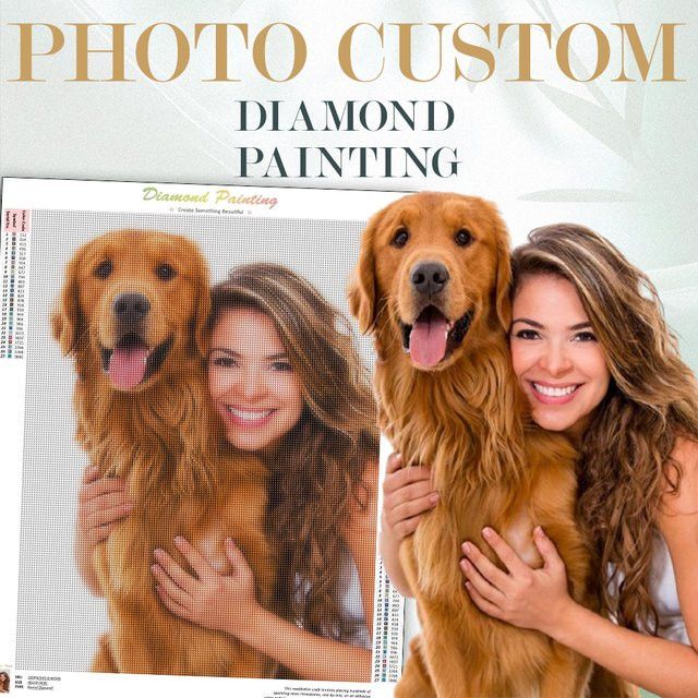 CHENISTORY DIY Diamantmalerei Set mit individuellem Haustierporträt als rundes Diamant-Mosaik-Stickerei-Kit zur Wohndekoration - Bild 1