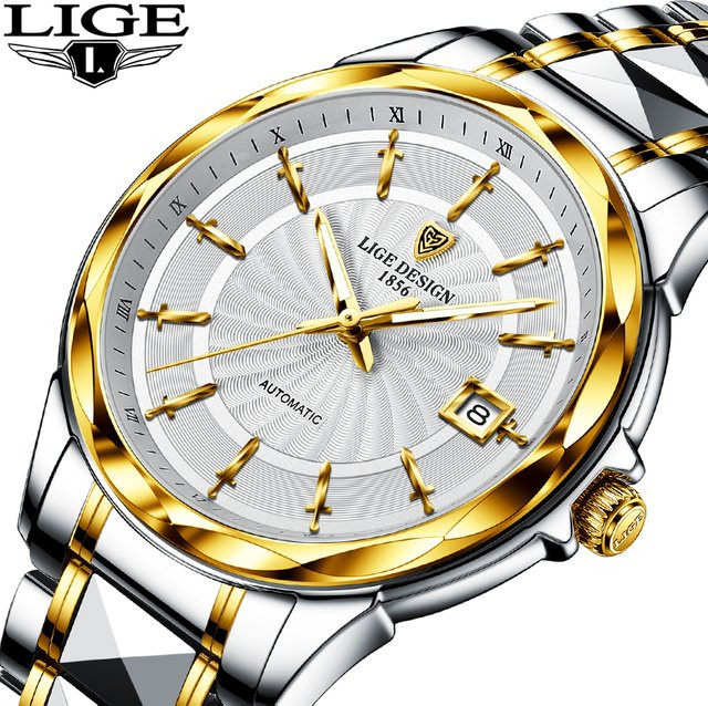 LIGE DESIGN Armbanduhr, Automatik, Edelstahl, Saphirglas, Blau, Herren - Bild 1