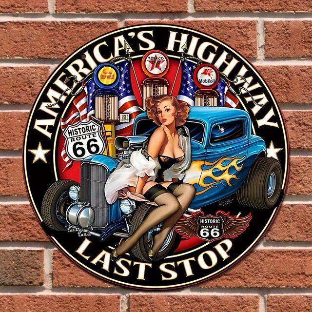 HELLOYOUNG Vintage Retro Highway Last Station Schild aus Aluminium als Wandkunst-Dekor im amerikanischen Stil - Bild 1