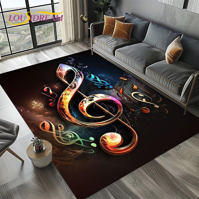 HGHT Teppich mit buntem Notenblatt-Cartoon-Design, rutschfest und waschbar, B/T: 70 x 100 cm - Bild 1