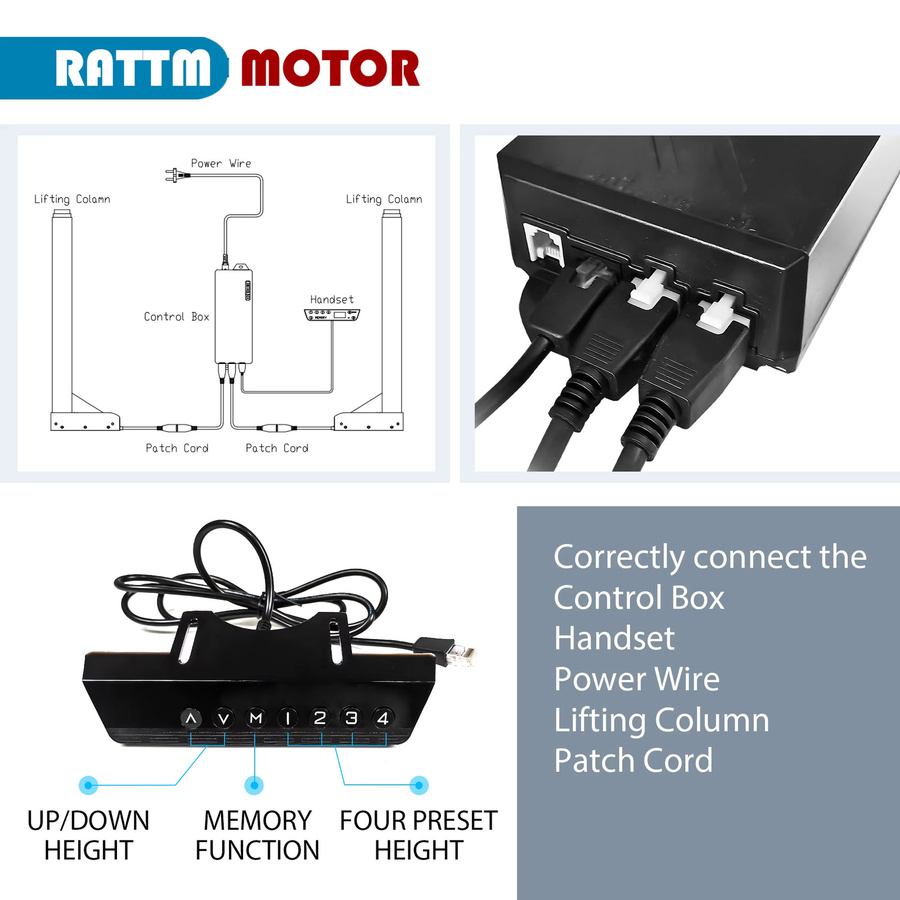 RATTM MOTOR Elektrischer höhenverstellbarer Schreibtischrahmen mit Dual Motor für Sitz- und Stehschreibtische in Weiß oder Schwarz - Bild 2