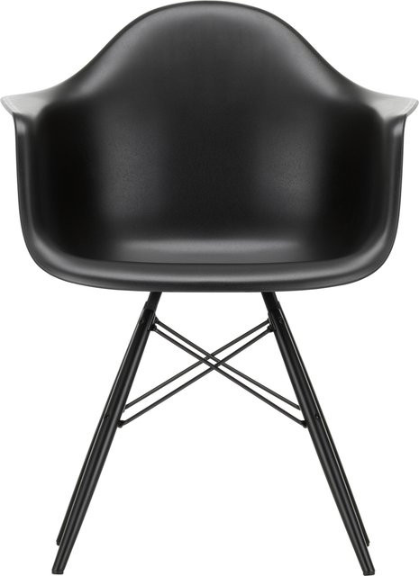Vitra DAW Eames Plastic Armchair mit Armlehnen in Schwarz und Ahornholzbeinen - Bild 1
