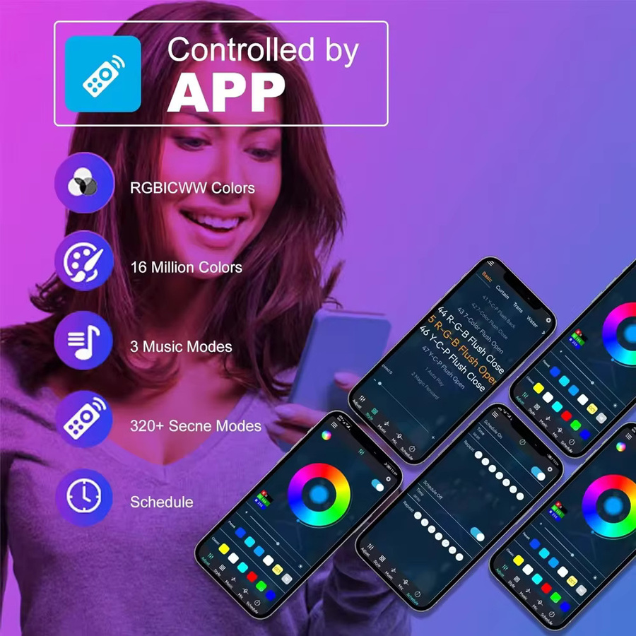 Bluetooth Smart RGB LED Lichtleiste mit Fernbedienung für TV-Hintergrundbeleuchtung und Gaming-Ambiente in Multicolour - Bild 2
