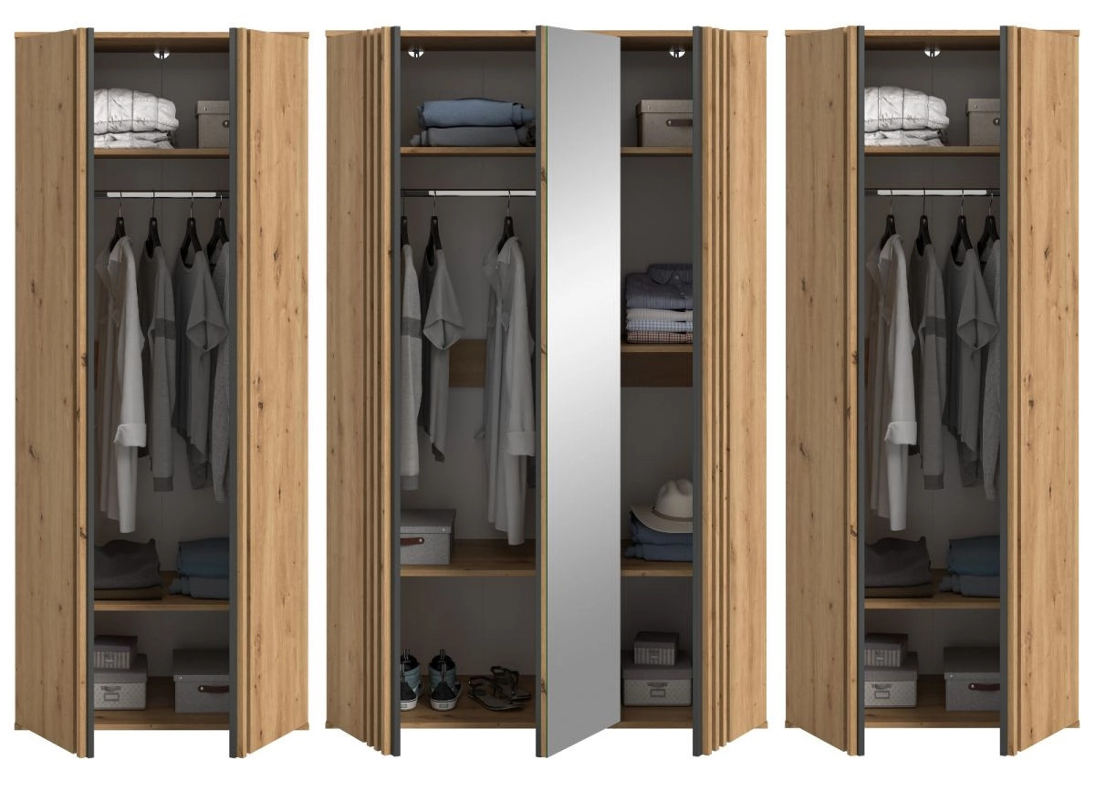 Kleiderschrank Björke mit Spiegel in Artisan Eiche, B/H: 280 x 192 cm - Bild 4