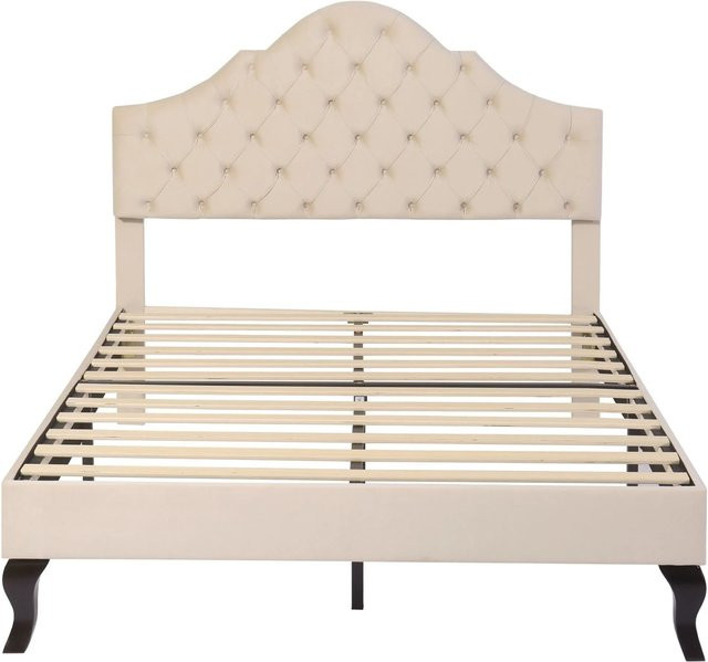 okwish Polsterbett Beige mit höhenverstellbarem Kopfteil für Jugendzimmer, B/T: 140 x 200 cm - Bild 1