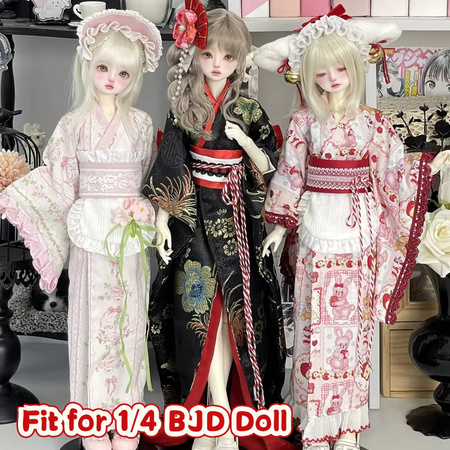 52TOYS Puppenkleidung, Outfit, 1/4 Größe, BJD, japanischer Stil, Showa-Kimono-Stoff, Kleidungsset, Zubehör, Bunt / Mehrfarbig