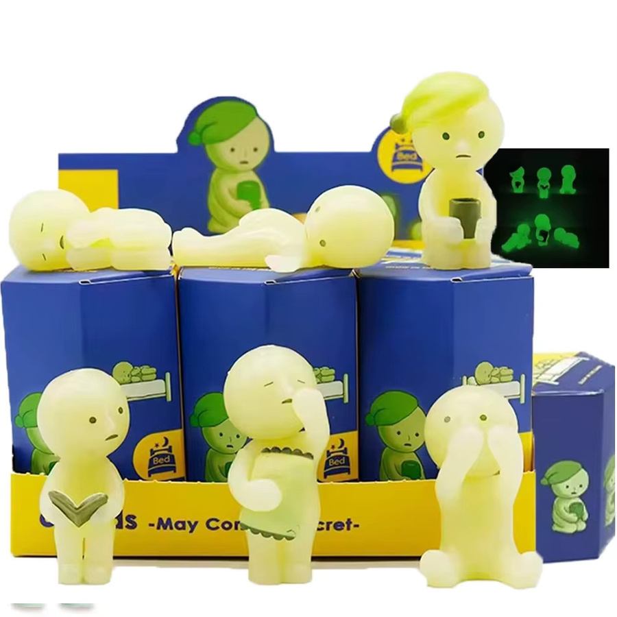 Bandai Überraschungs-Mystery-Box, nachtleuchtende grüne Puppen, Actionfiguren, Set / Bundle - Bild 3