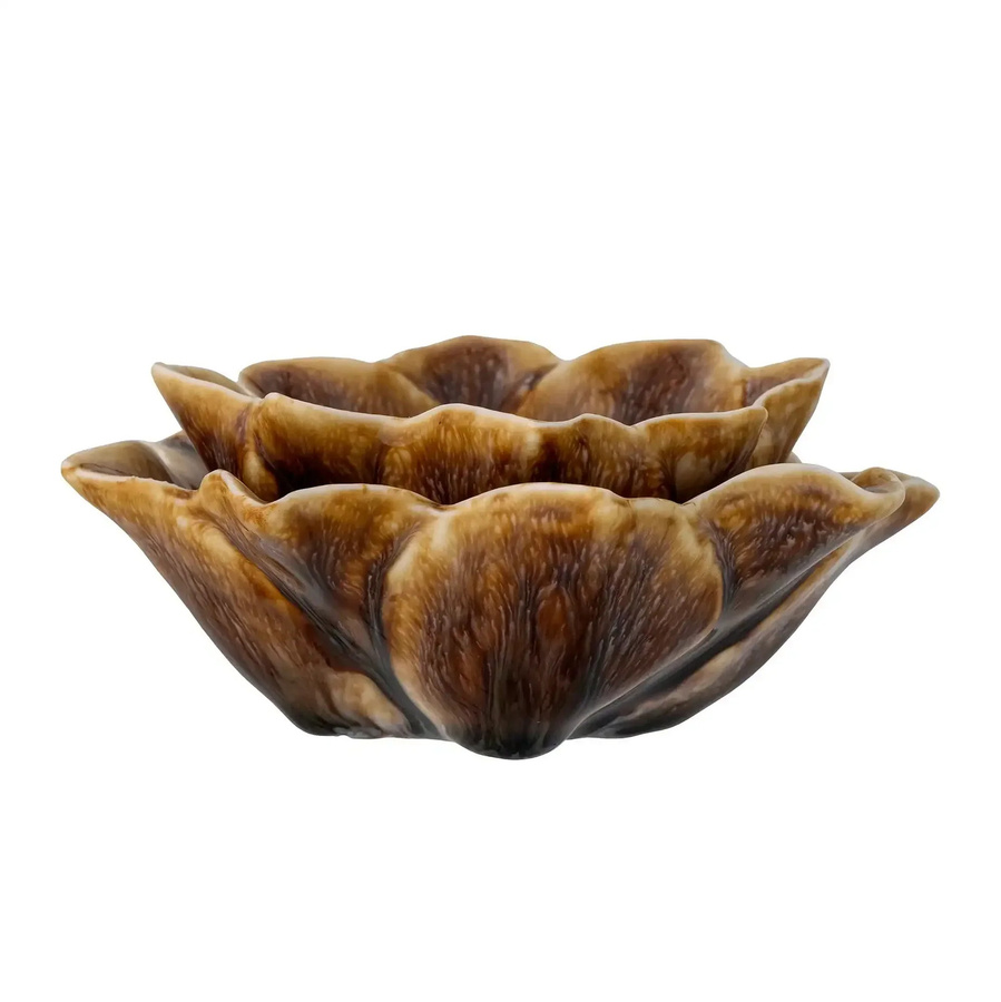 Bloomingville Teelichthalter Dinah aus Keramik in Braun mit organischer Silhouette, Höhe: 12 cm - Bild 1