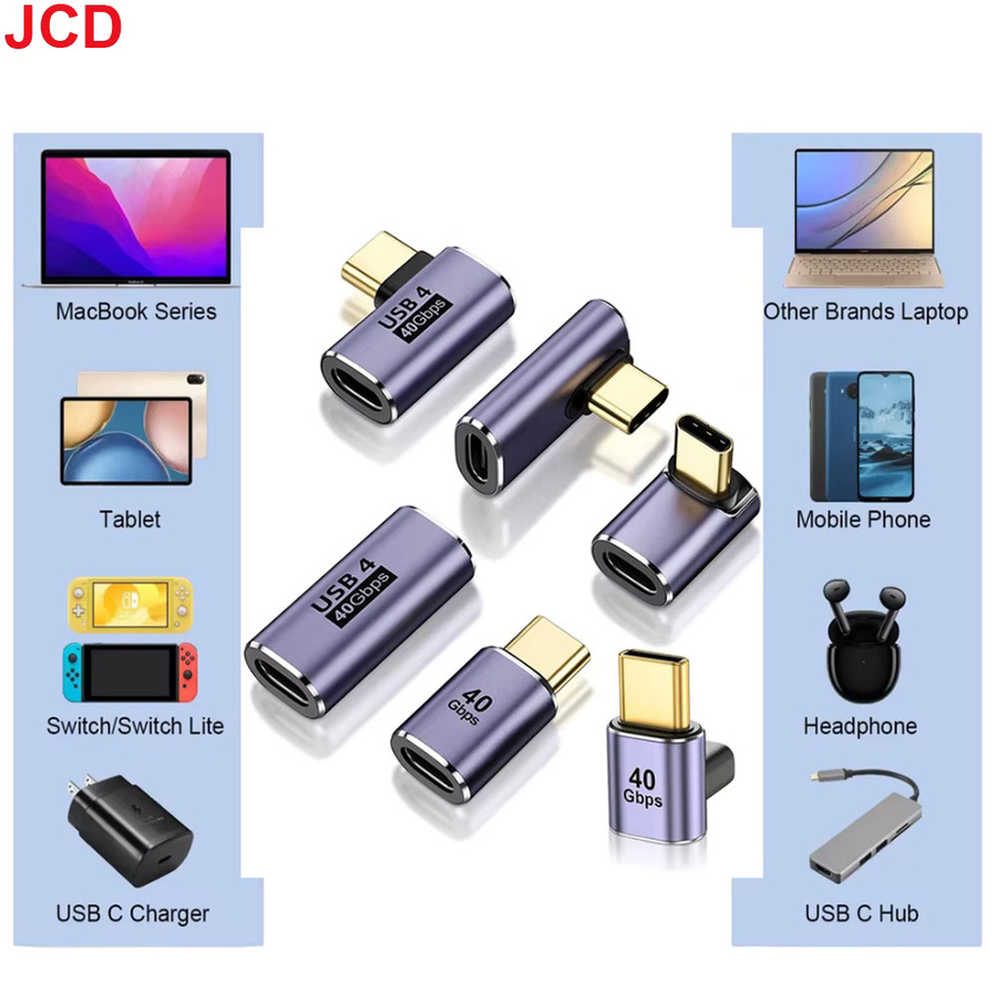 JCD USB4.0 Typ-C auf Typ-C 90-Grad-Adapter mit 40Gbps Datenübertragung und 100W Schnellladefunktion für 8K60Hz Videoübertragung - Bild 2