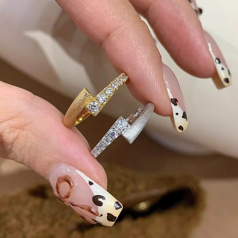 ANENJERY Ring, Gebürstet, Zirkonia, Gold, Unisex - Bild 2