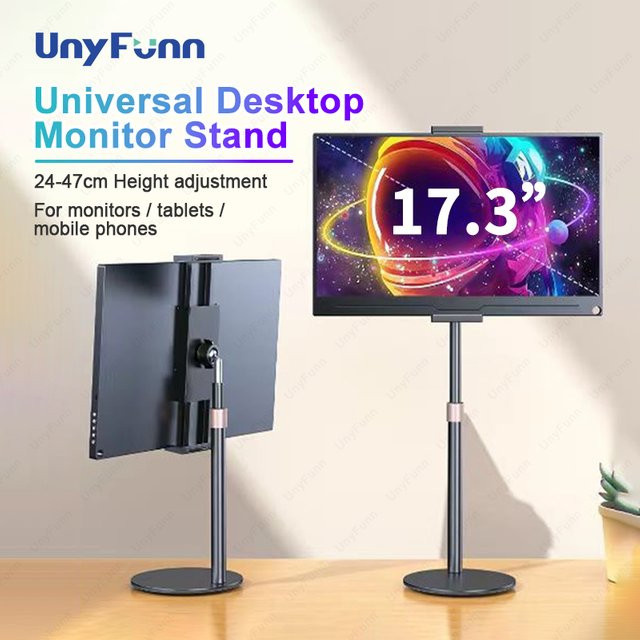 Cdisplay Tragbarer Monitorständer in Schwarz, höhenverstellbare Desktop-Monitorhalterung für Smartphones, Tablets und Monitore von 4,7 bis 17,3 Zoll - Bild 1