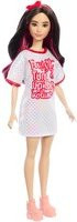 Barbie Fashionistas Puppe mit weißem T-Shirt-Kleid in Pink und Weiß - Bild 1