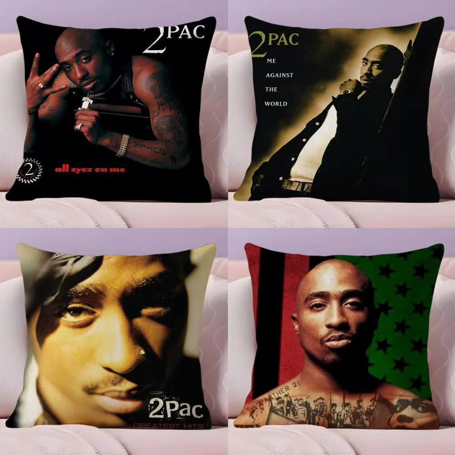 2P-PAC Tupac S-Shakur Kissenbezug aus Plüschstoff, schwarz und mehrfarbig, quadratisch, B/T/H: 30 x 30 x 30 cm - Bild 2