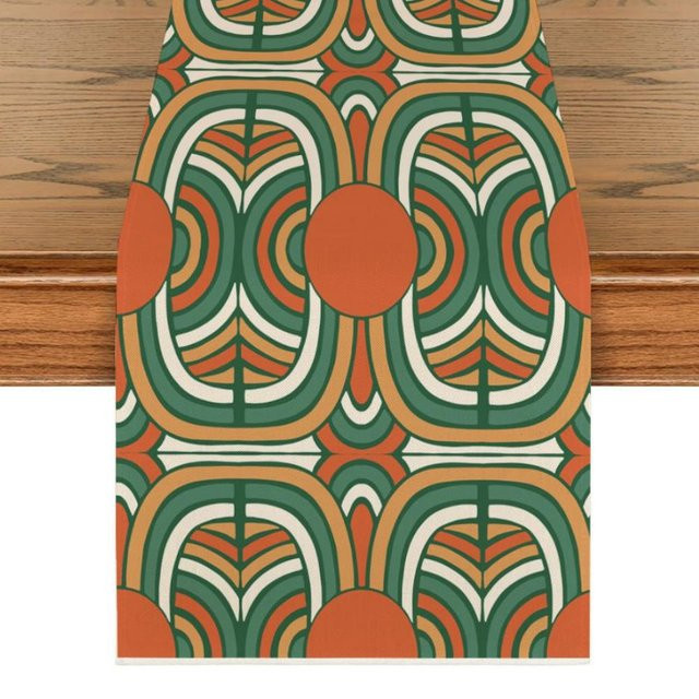 JMG Household Supplies Tischläufer mit Blatt- und Ringelblumenmuster im Boho-Stil, Mehrfarbig, Breite: 150 cm, Tiefe: 33 cm - Bild 1