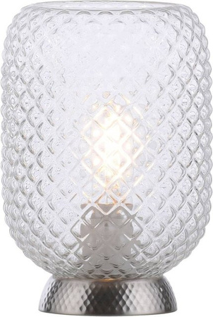Just Light Tischleuchte Reishi aus Stahl mit Rauchglas in Silber, H: 23 cm, B: 15 cm, T: 15 cm, E27