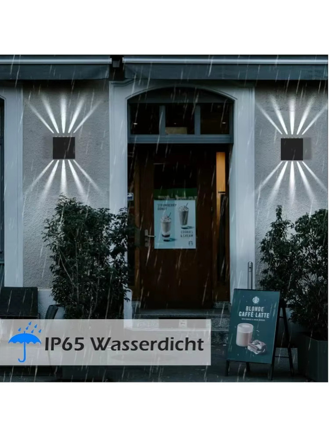 2er-Set LED Wandleuchte Schwarz Up-Down Wandlampe IP65 Wasserdicht für Innen und Außen mit 4500K Kaltweiß 10W - Bild 7