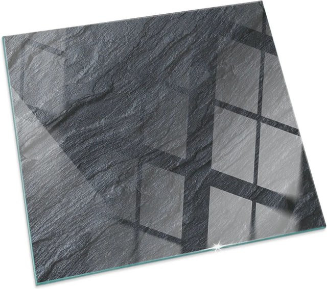 Tulup Glasplatte für Kaminöfen in Schwarz mit Steinoberflächenstruktur, B/T: 60 x 60 cm - Bild 1