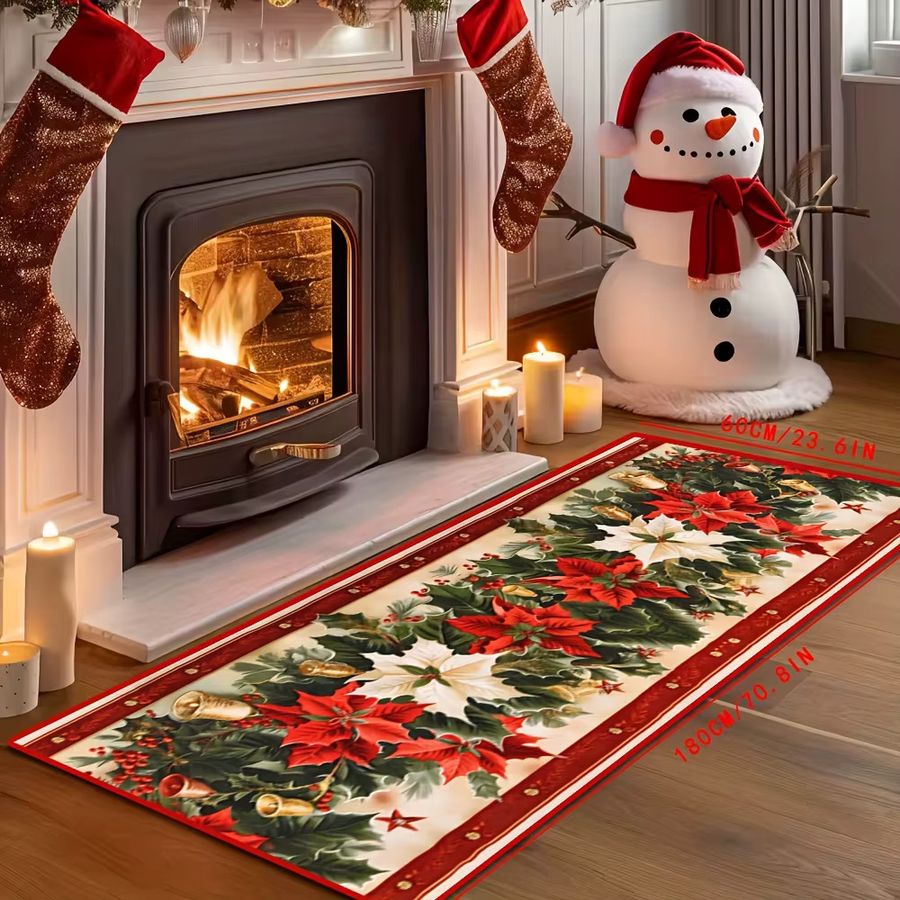 VIKAMA Weihnachts-Teppich-Set im amerikanischen Stil, bedruckter 2-teiliger Saugfähiger Teppich für Küche und Badezimmer zur Weihnachtsdekoration - Bild 3